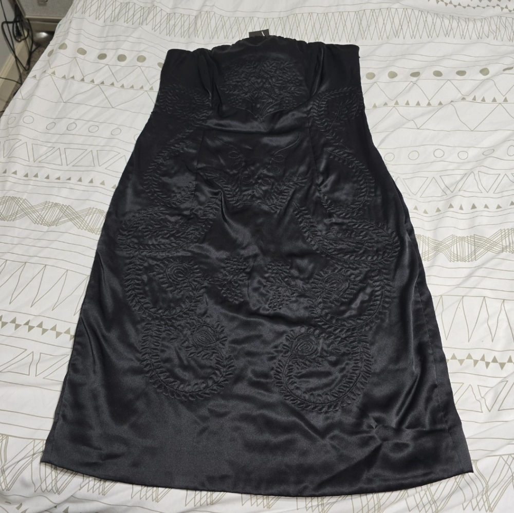 Nicole Miller Black Embroidered Corset Dress